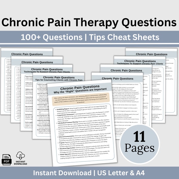 Therapy Questions for Chronic Illness, Therapy Cheat Sheet, Reference Sheet for Therapist Office, Conversation Starter, Counseling Office