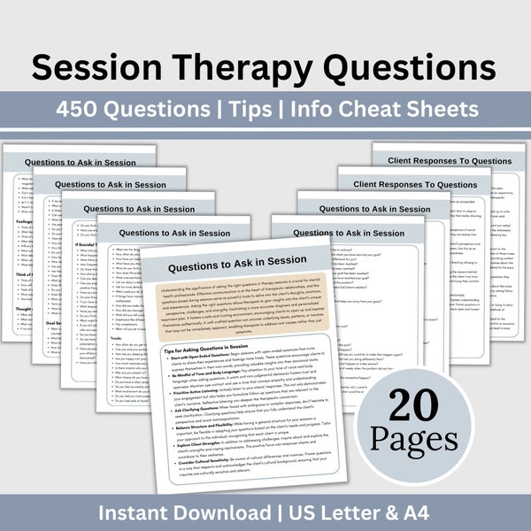 Therapy Questions Cheat Sheet for Counselors Open-Ended Questions & Conversation Starter, Suicidal Tendencies, Psychotherapy Reference Sheet