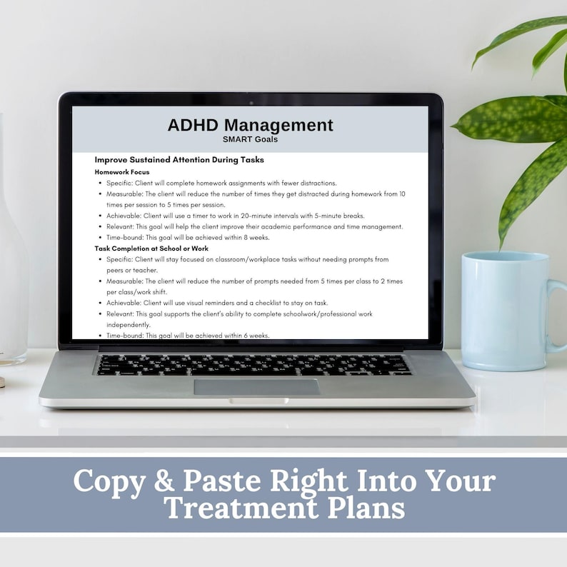 ADHD SMART Goals Cheat Sheet: Therapy Treatment Planner (digital ...