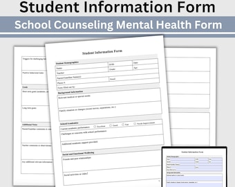 Counselor Student Intake Form: Fillable PDF for School Counseling