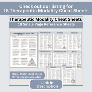 20 mental health infographic cards featuring different therapy modalities and mental health information! For therapists office, social workers, and school counselors, these 3x5 cards for workshops, therapy sessions, and psychoeducati