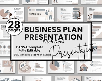 Presentación de plan de negocios editable: Plantilla de Canva (descarga digital)