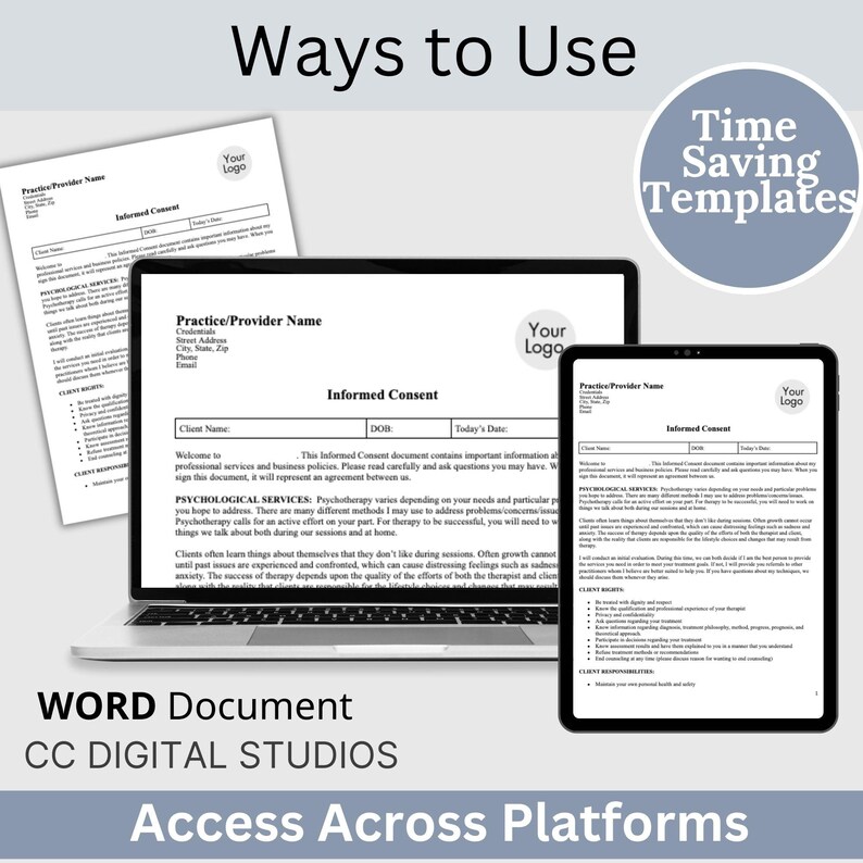 Informed Consent Template for Therapy Practice (editable WORD Doc) - Etsy