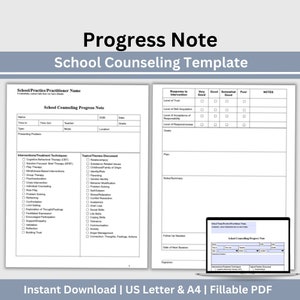 Progress Note for School Counselors, School Psychologist Template, School Counseling Resources, School Social Worker, Therapy Notes