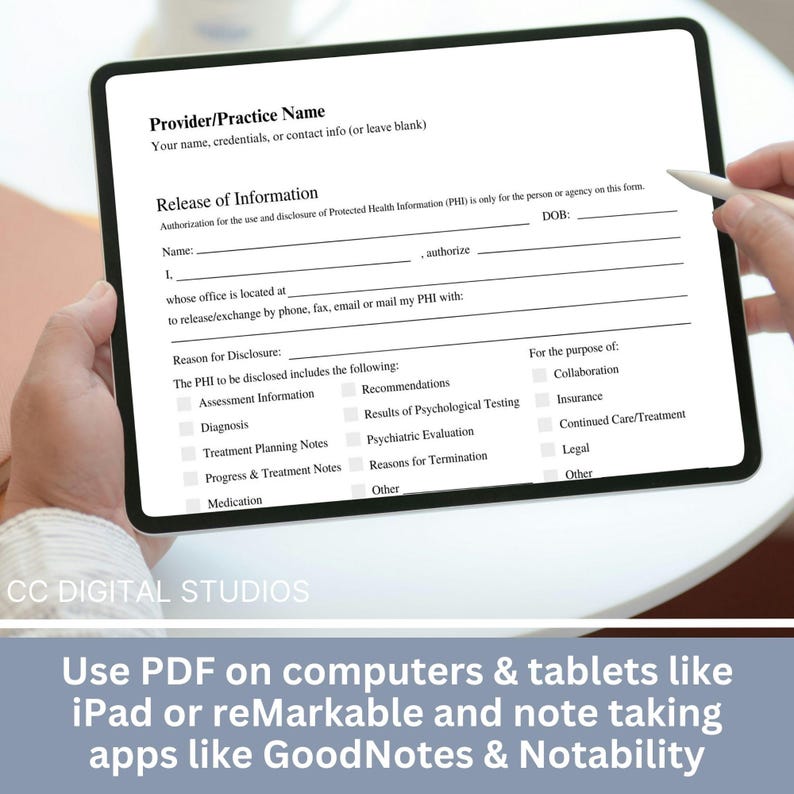 Release of Information (ROI) Form, designed specifically for mental health professionals.  Release of Information, Informed Consent, Mental Health ROI, Private Practice Paperwork, Therapy Tools, Therapy Consent Form, HIPAA Form