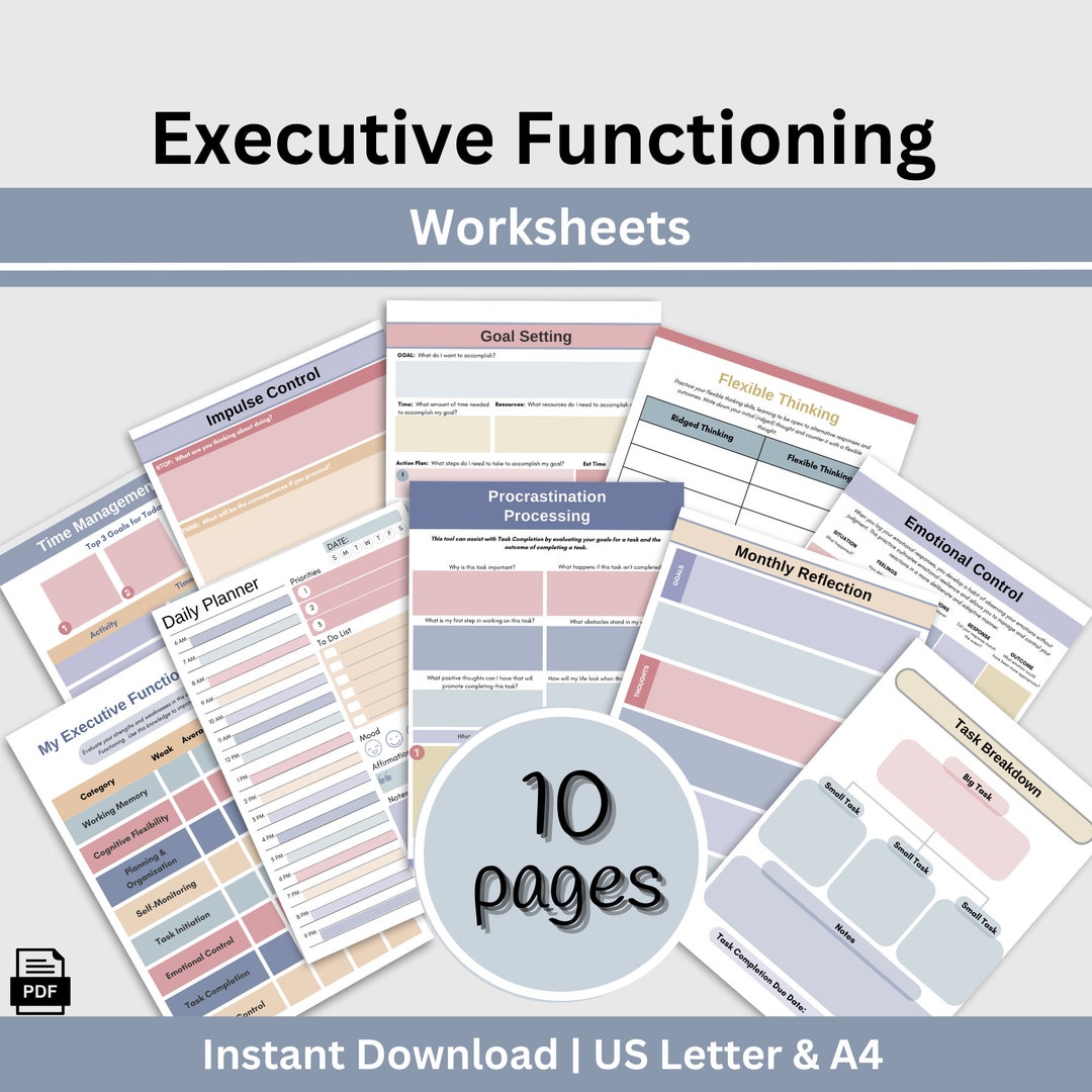 Exekutive Funktionen Arbeitsblätter
 Exekutive Funktionierende Erwachsene ADHS CBT Arbeitsblätter