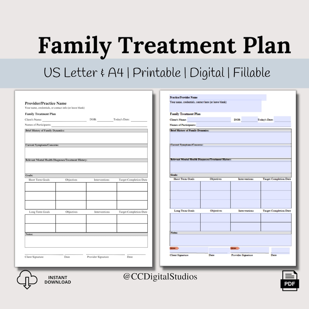 Family Treatment Plan Template for Therapists Therapist Office Forms Family Treatment Plan Template for Therapists Therapist Office Forms