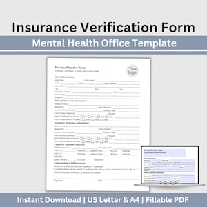 Modulo di verifica assicurativa per studio terapeuta, moduli per terapia privata, accettazione clienti, moduli per studio psicologico, modulo per salute mentale