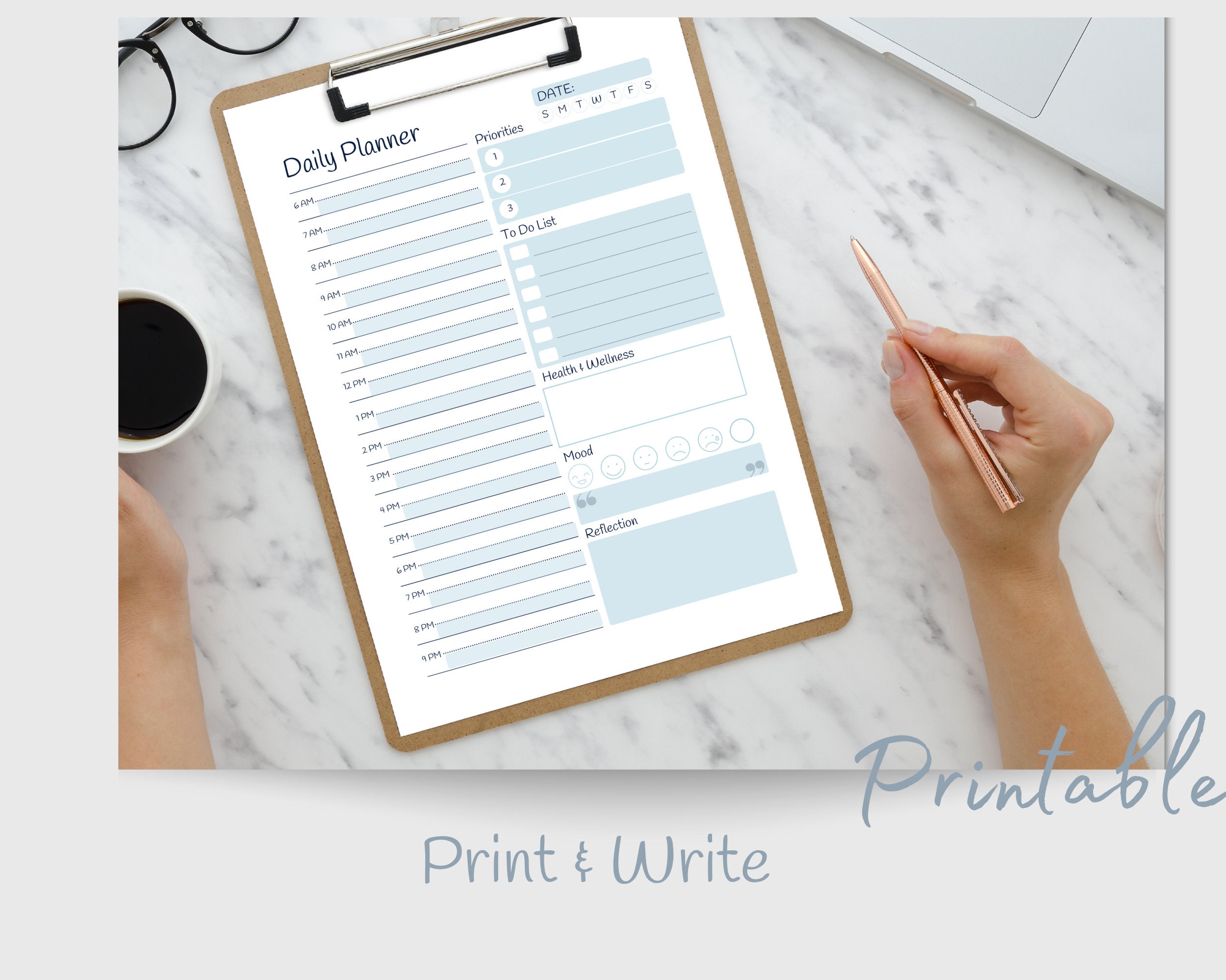 30 Minute Planner Printable, Simple Daily Planner, Time Blocking PDF ...