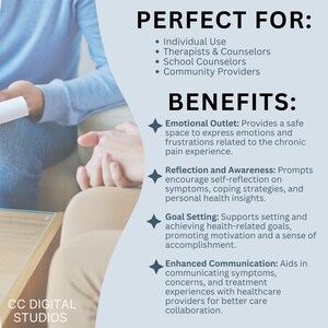 Page preview focused on mind-body coping ideas such as pacing, rest planning, gentle movement notes, and comfort routines, supporting sustainable habits that prevent boom-and-bust cycles and increase confidence.