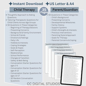 1,430 Child Therapy Questions.  Therapy cheat sheets – resource for your counseling office, school psychology, or social work practice.  Child therapy tools
