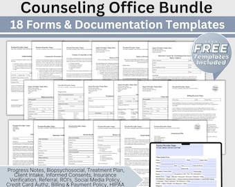 Therapy Forms Bundle, Private Practice Templates (Fillable PDF & WORD)