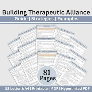 Therapeutic Alliance Guide for Building Rapport with Clients, Therapy Cheat Sheet, Counseling Resource, Therapist Planner for Communication