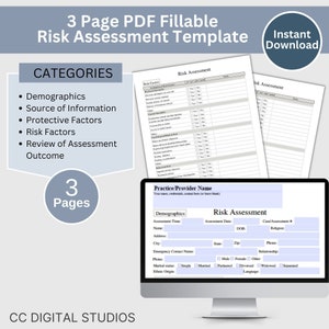 Mental Health Risk Assessment fillable PDF template. Designed for counselors and therapists, this suicide assessment tool includes essential suicide therapy questions to ask at-risk clients. Counselor risk note template