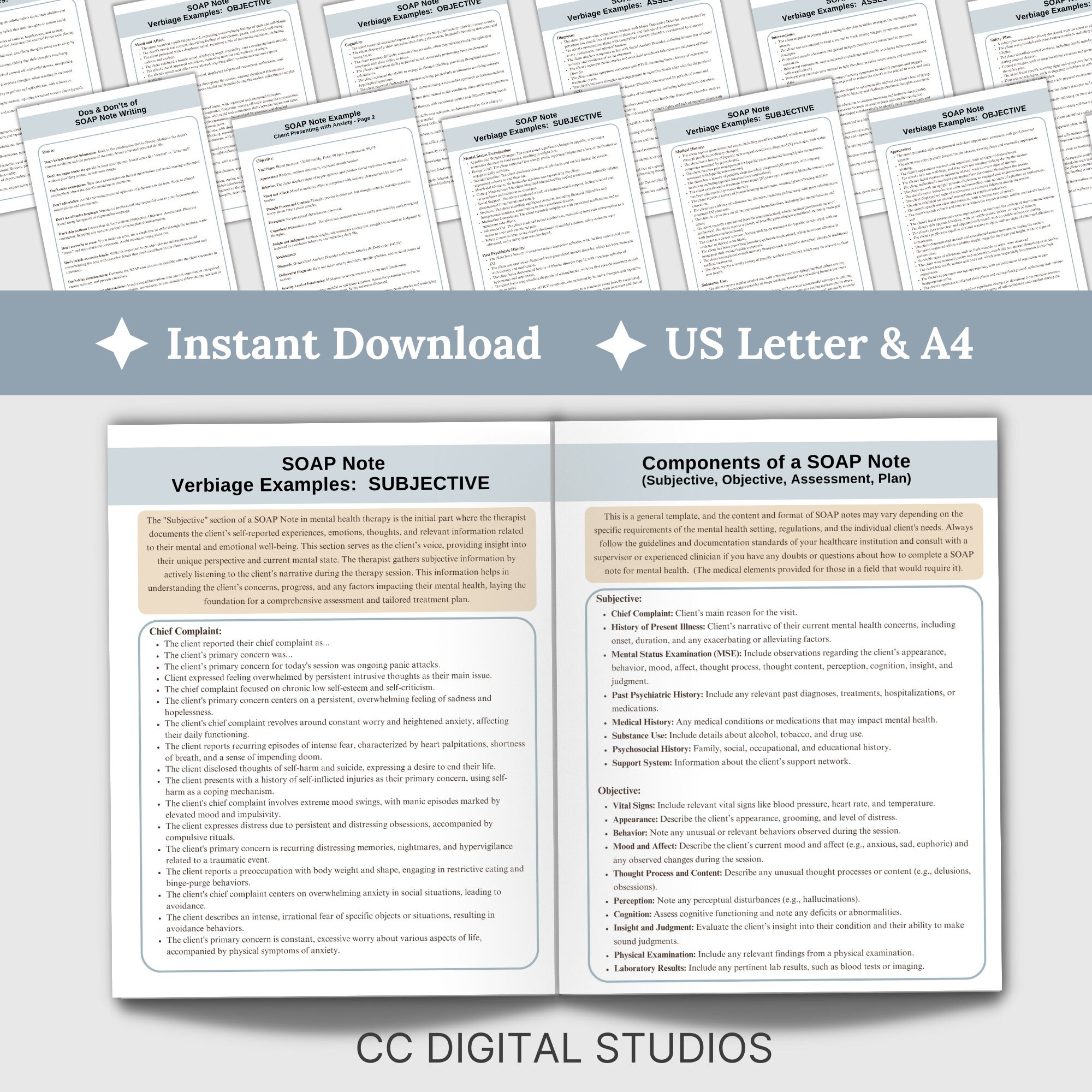 SOAP Note Guide: Mental Health Documentation & Prompts (50 Pages ...
