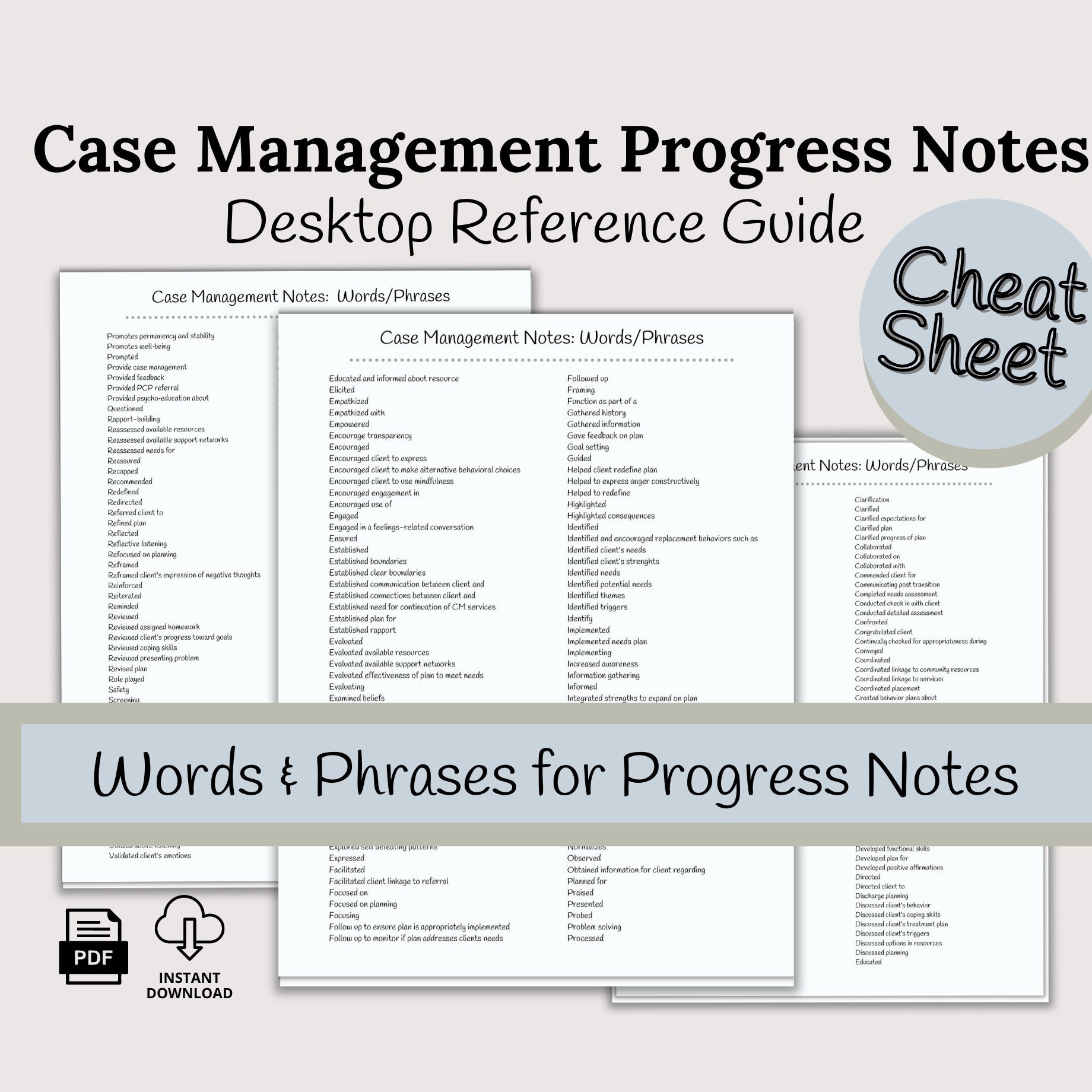 CHEAT SHEET BUNDLE, Mental Health Desk Top Reference, Therapist