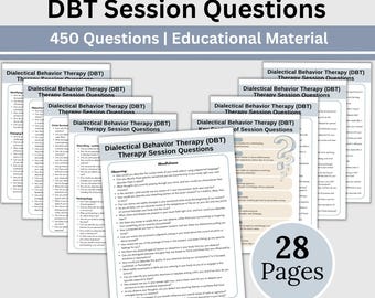 DBT Therapy Questions: Counseling Reference Sheet (Digital Download)