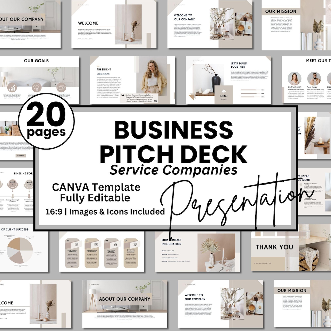 Editable Business Pitch Deck Canva Template: Project Proposal Slides ...