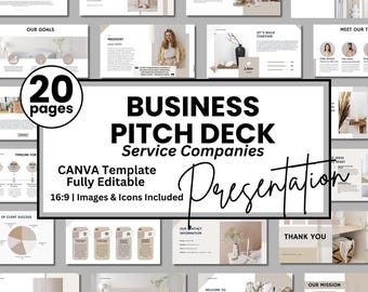 Editable Business Pitch Deck Canva Template: Project Proposal Slides (Digital Download)