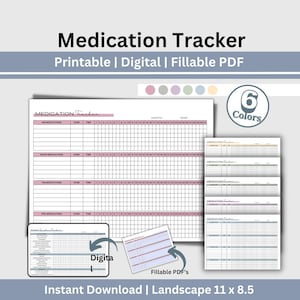 Medication Tacker, Daily Medication Log, Medication List, Medication Schedule, Supplement Tracker, Printable Pill Log, Digital Med Tracker