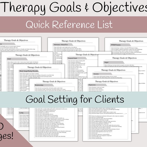 Therapy Goals & Objectives Therapist Tool for Goal Setting Etsy