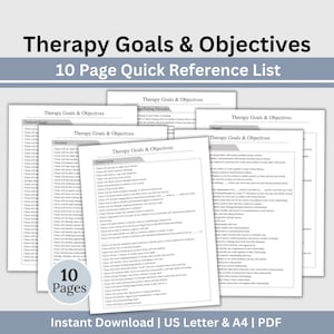 Therapy Goals & Objectives, Therapist Tool for Goal Setting, SMART Goals, Goal Planning Made Easy, Therapeutic Goals for Clients