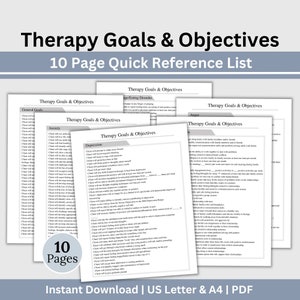 Therapy Goals & Objectives, Therapist Tool for Goal Setting, SMART Goals, Goal Planning Made Easy, Therapeutic Goals for Clients