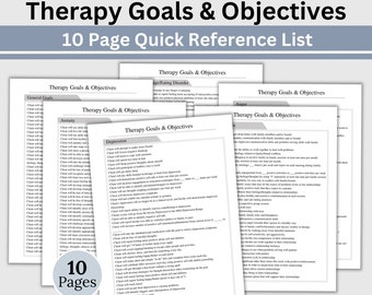 Therapy Goals & Objectives, Therapist Tool for Goal Setting, SMART Goals, Goal Planning Made Easy, Therapeutic Goals for Clients