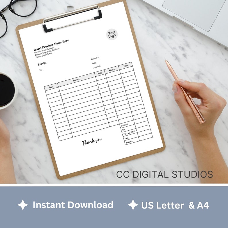 Receipt Template for Therapist Office, Google Doc Private Practice