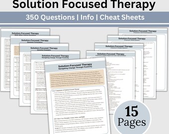 Solution Focused Therapy Questions: Cheat Sheets for Therapists (Digital Download)