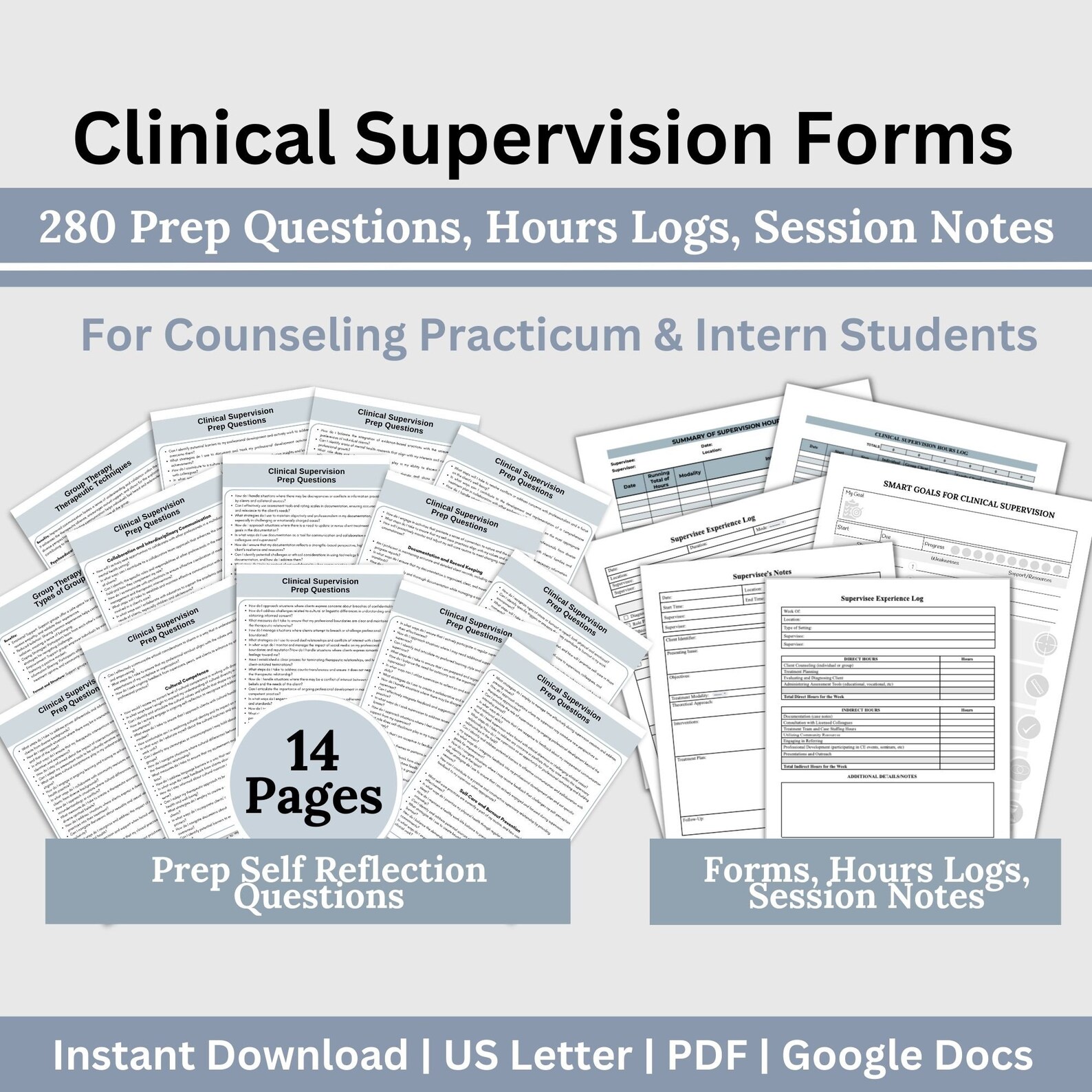 Counseling Supervision Forms: Hours Log, Session Notes (google Docs ...