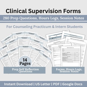 Hours Log for Counseling Students, Clinical Supervision Notes, Google Doc Hours Log, Clinical Notes Templates, Therapist Documentation