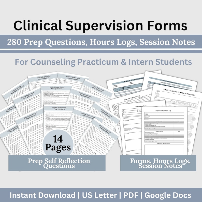 Counseling Supervision Forms: Hours Log, Session Notes (google Docs ...