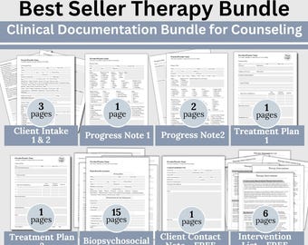 Therapy Documentation Bundle: Client Intake, Progress Notes, Treatment Plan (Digital Download)