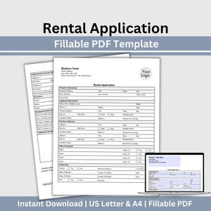 Tenant Application Form Landlord Agreement Editable PDF Rental Screening Template