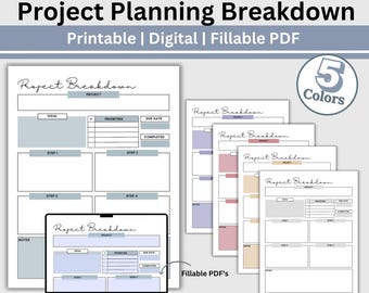 Projectuitsplitsingsplanner: taaktracker, ADHD-beheer (digitale download, US Letter/A4-formaat)
