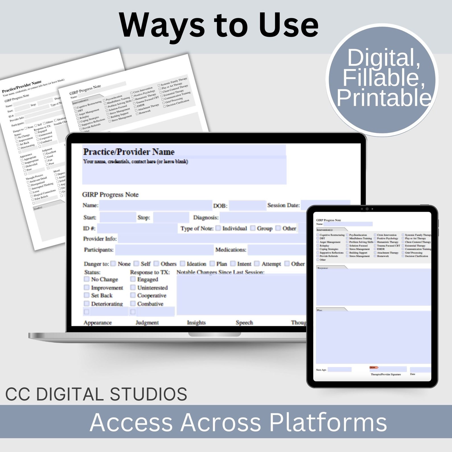 Girp Progress Note Example Pdf GIRP Progress Note Template: Fillable Therapy Form (PDF) - Etsy