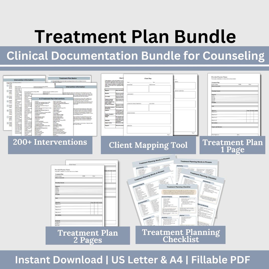 Therapy Treatment Plan Bundle: Counseling Resources & Notes (fillable ...