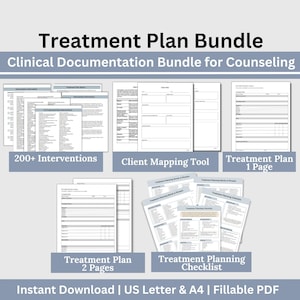 Treatment Planning BUNDLE, Treatment Plan Template, Therapy Notes, Counseling Resources, Mental Health, Therapy Interventions, Cheat Sheet