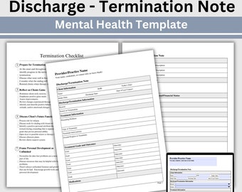 Therapist Discharge Note Template: Termination Summary & Checklist (Fillable PDF)