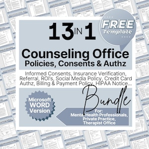Therapy Bundle of Therapist Office Policies Consents and Authorizations, Private Practice WORD Docs, Psychology Office Forms, Therapy Tools