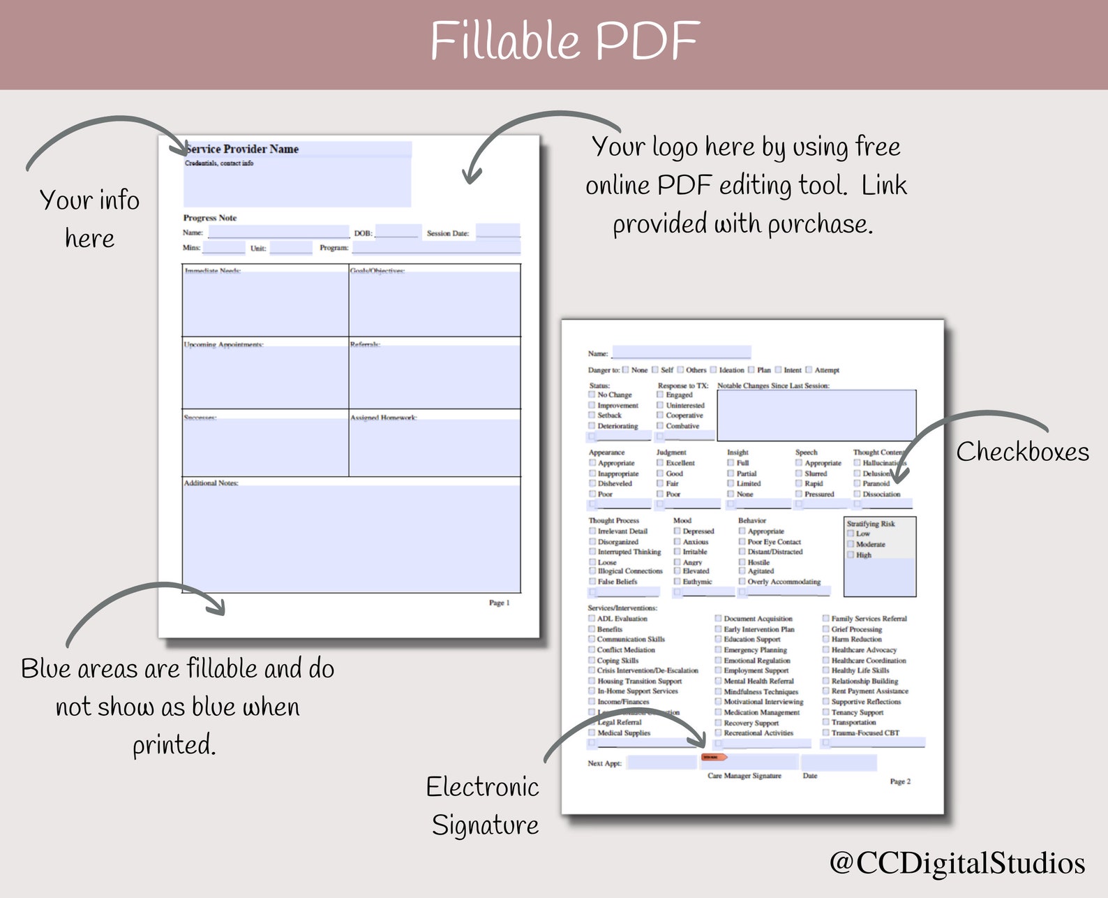 Case Management Progress Notes, Social Worker Templates, Therapy ...