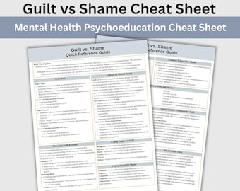 Guilt vs Shame Therapy Cheat Sheet: Mental Health Resource (Digital Download)
