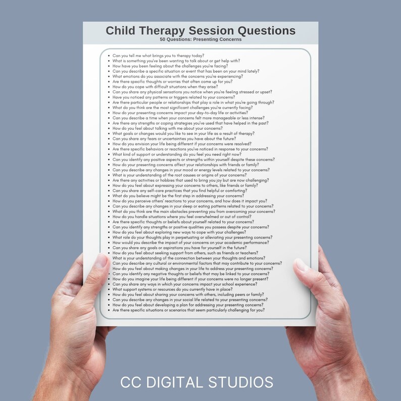 1,430 Child Therapy Questions.  Therapy cheat sheets – resource for your counseling office, school psychology, or social work practice.  Child therapy tools