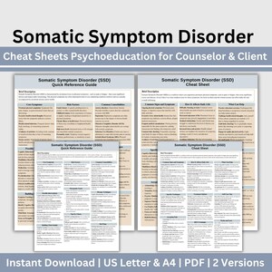Somatic Symptom Disorder Cheat Sheet: Counselor & Client ...