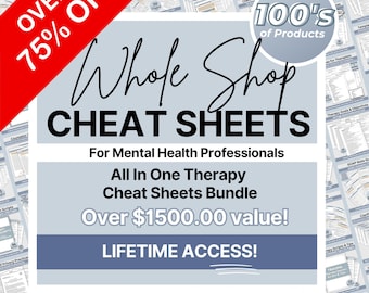 Therapy Cheat Sheets Bundle: Mental Health Tools & Resources Digital Download