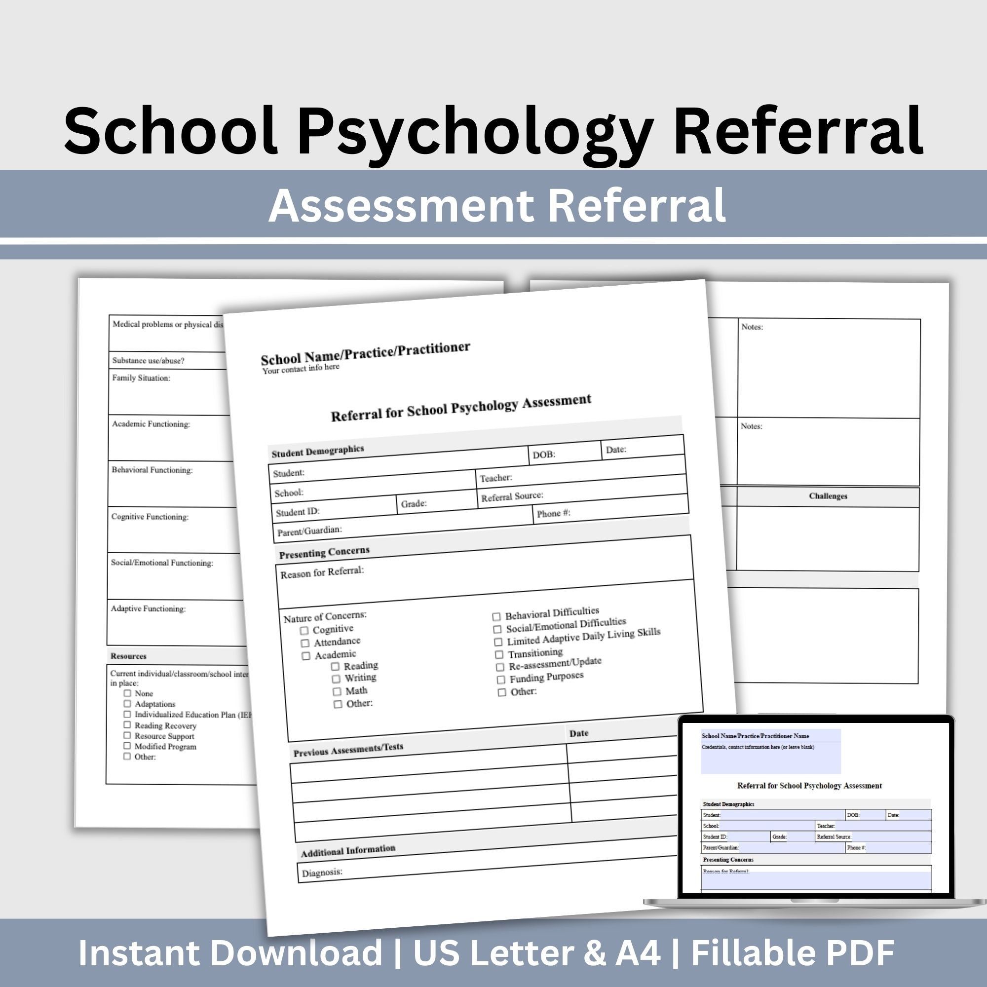 School Psychologist Assessment Referral Form Special Education ...