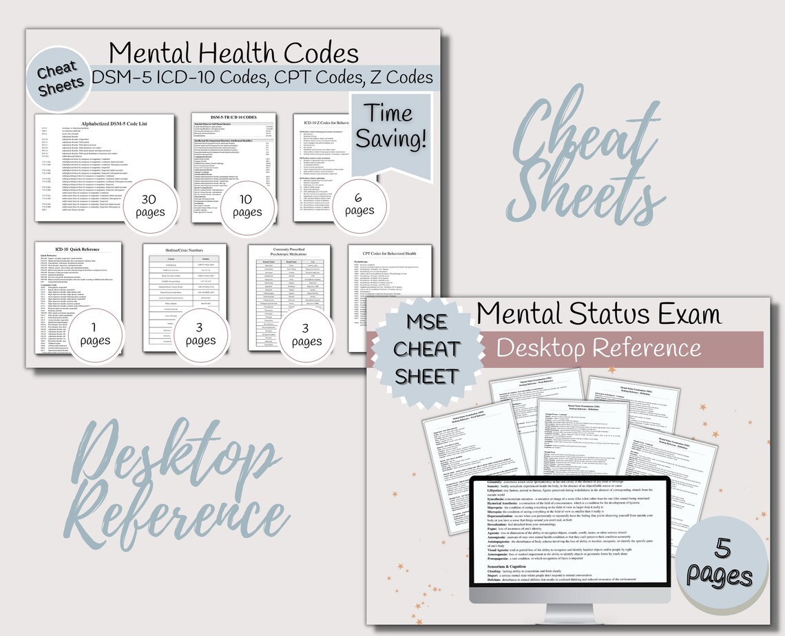 CHEAT SHEET BUNDLE Mental Health Desk Top Reference - Etsy