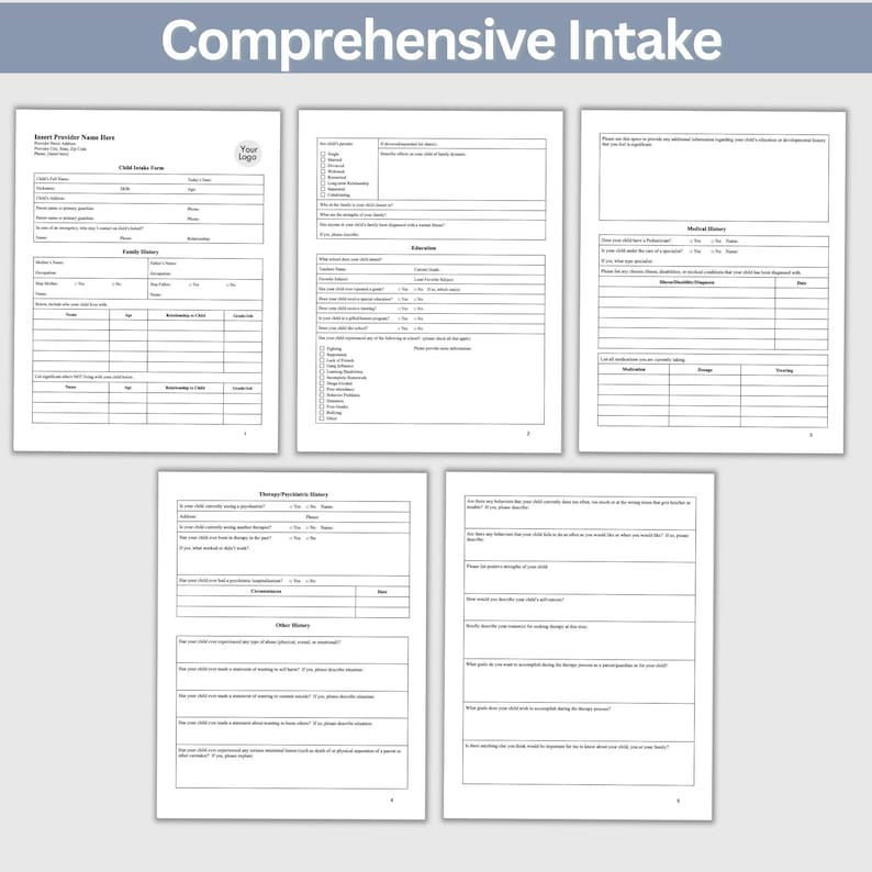 Child Intake Form Adolescents, Therapist Office, School Psychology ...