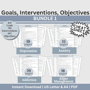 Therapy Treatment Plan Bundle: Goals, Objectives, Interventions (Fillable PDF, Digital Download)